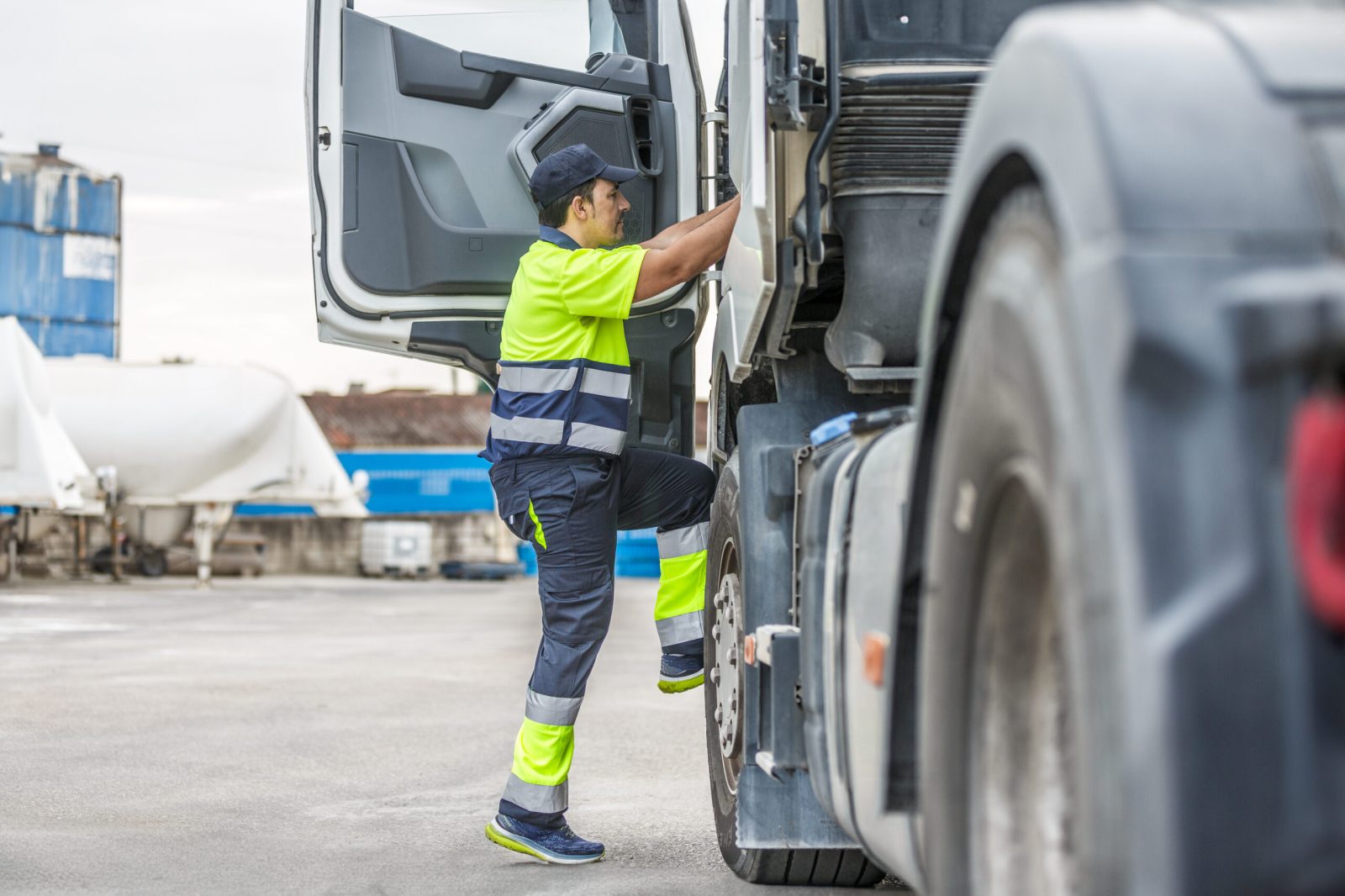 HGV Driver Entering Cabin – Employment Case Study